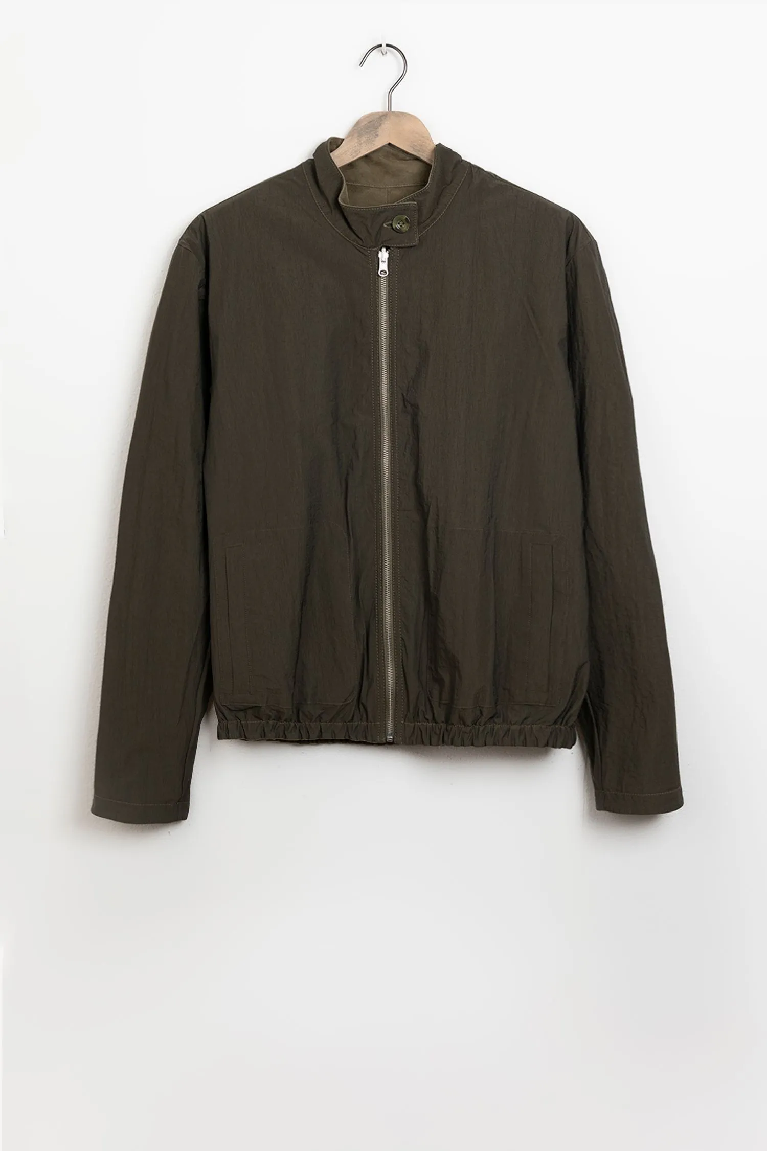 Veste bomber réversible en daim - vert foncé