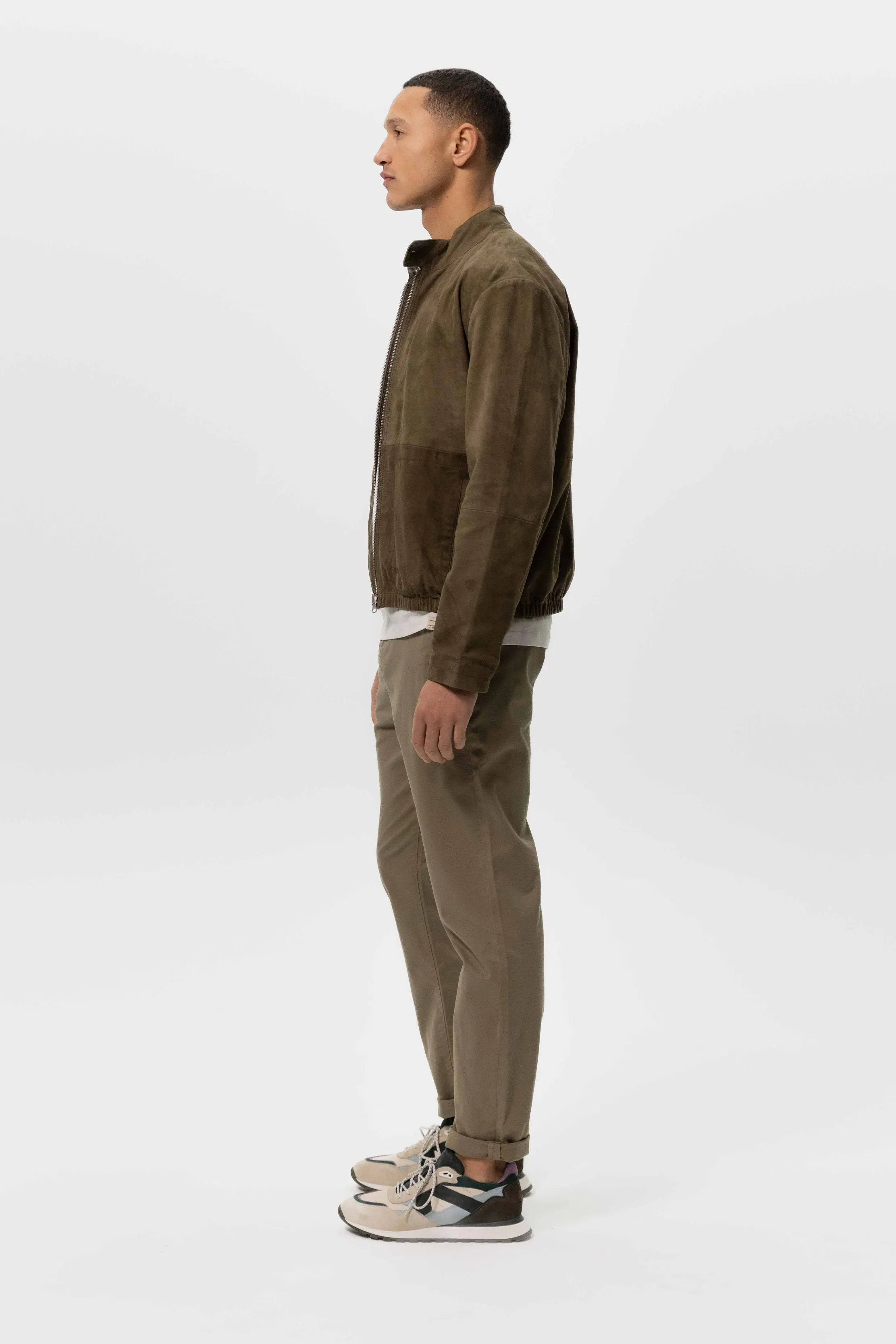 Veste bomber réversible en daim - vert foncé
