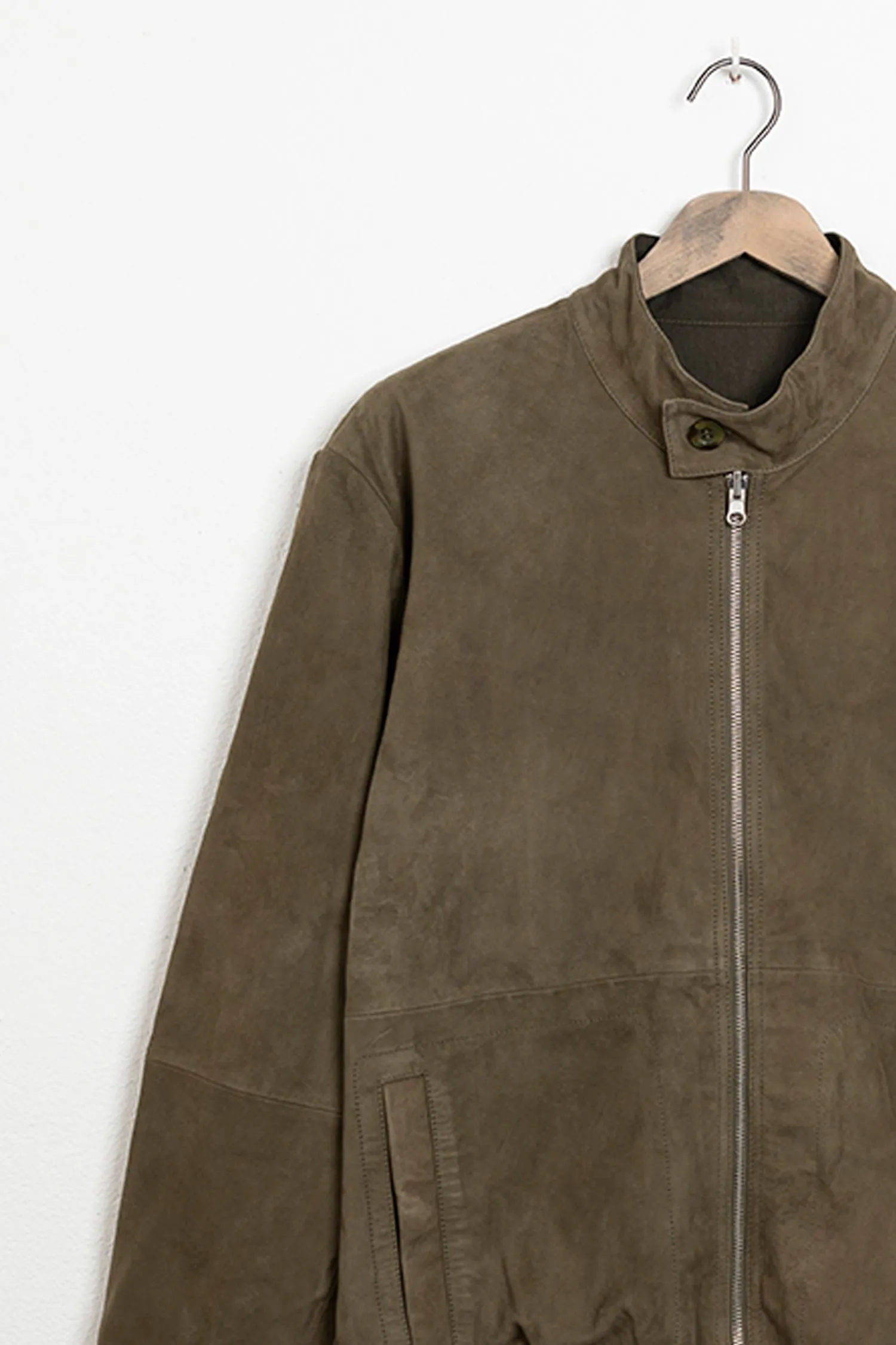 Veste bomber réversible en daim - vert foncé