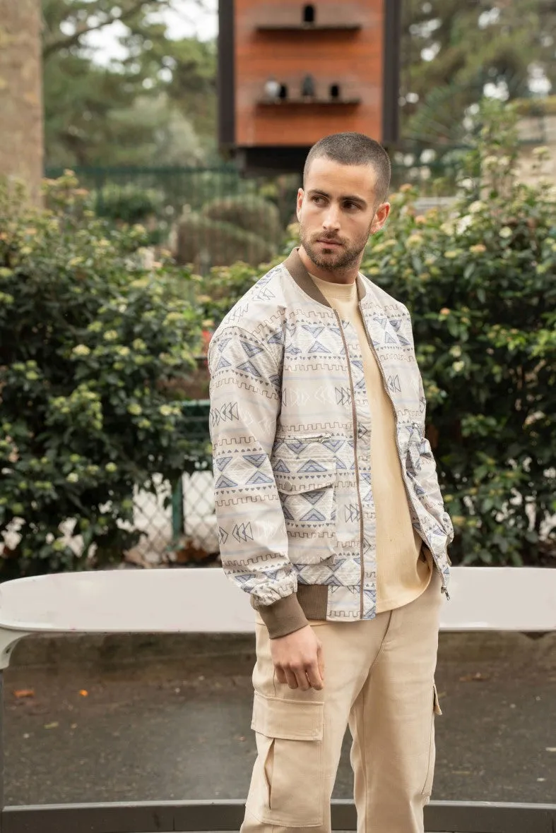 Veste bombers fine à motifs géometriques