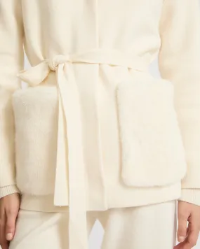 Veste ceinturée en maille et vison