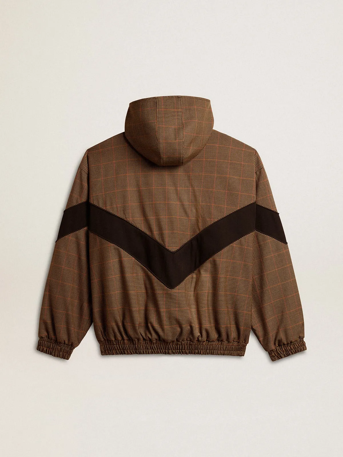 Veste coupe-vent pied-de-poule beige et noir | Golden Goose