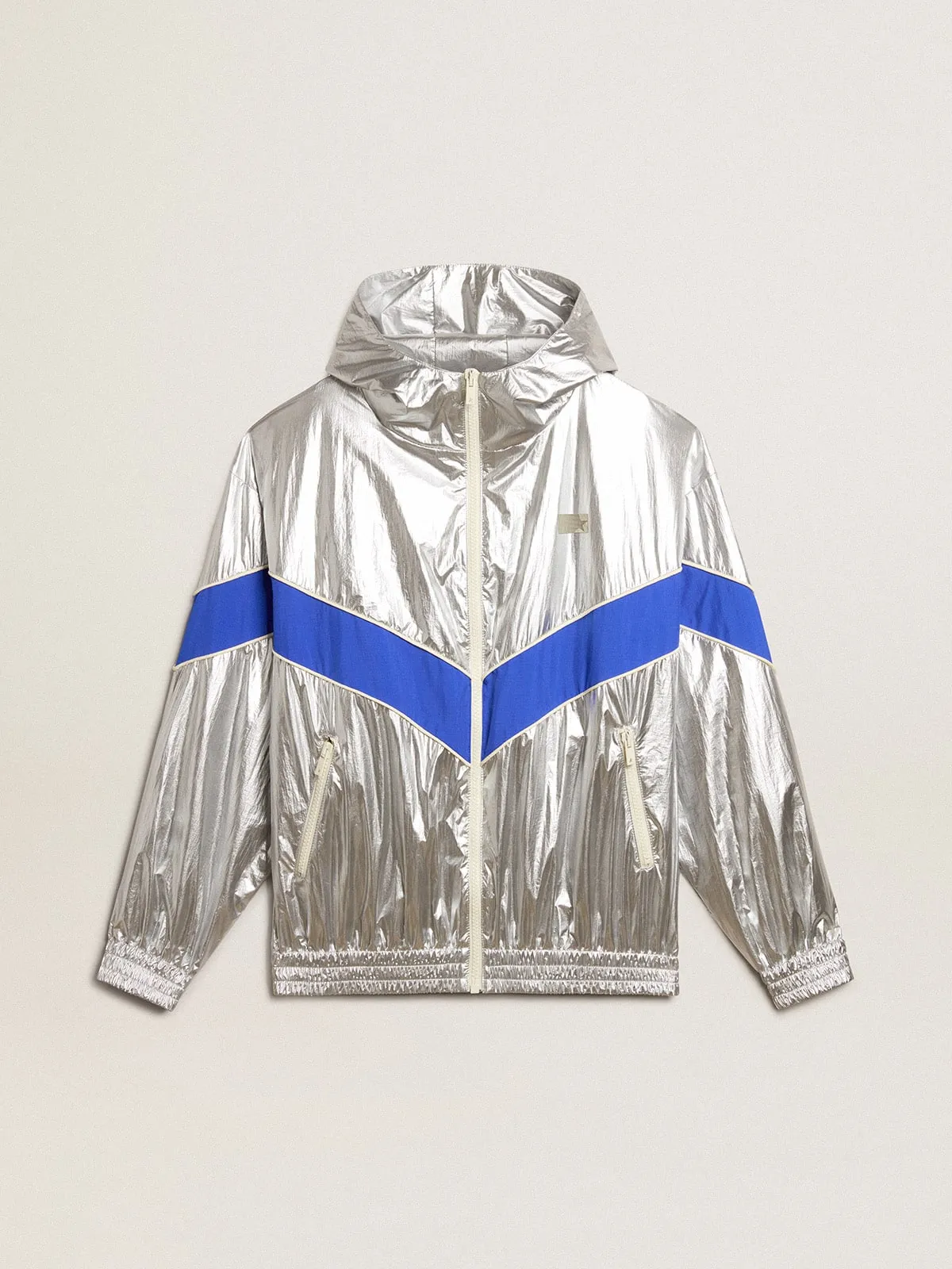 Veste coupe-vent pour homme en tissu technique argenté | Golden Goose