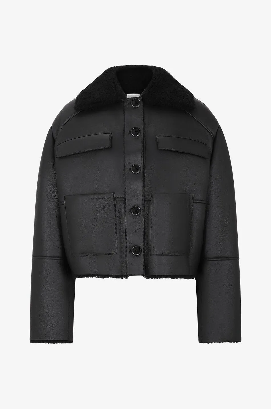 Veste courte boxy en peau lainée Bugur