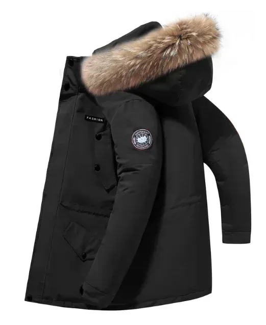 Veste d'hiver Parka Pour Homme Avec Capuche en Fourrure et Fermeture à