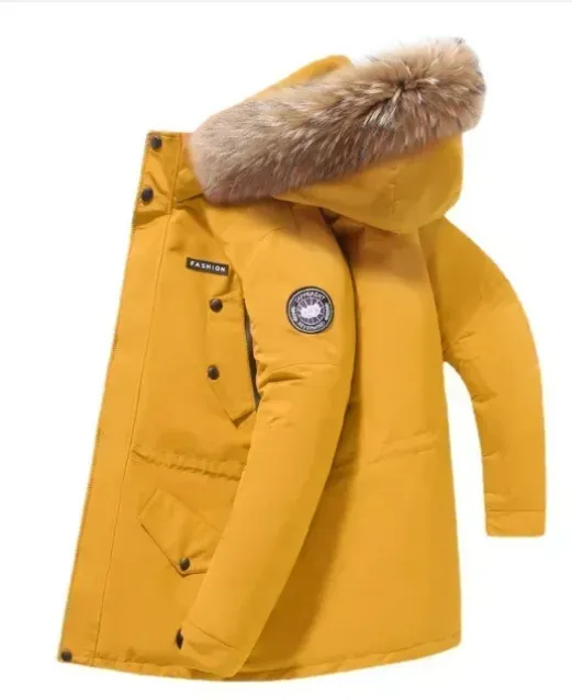 Veste d'hiver Parka Pour Homme Avec Capuche en Fourrure et Fermeture à