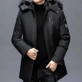Veste d'hiver parka pour homme avec capuche en fourrure et fermetures 