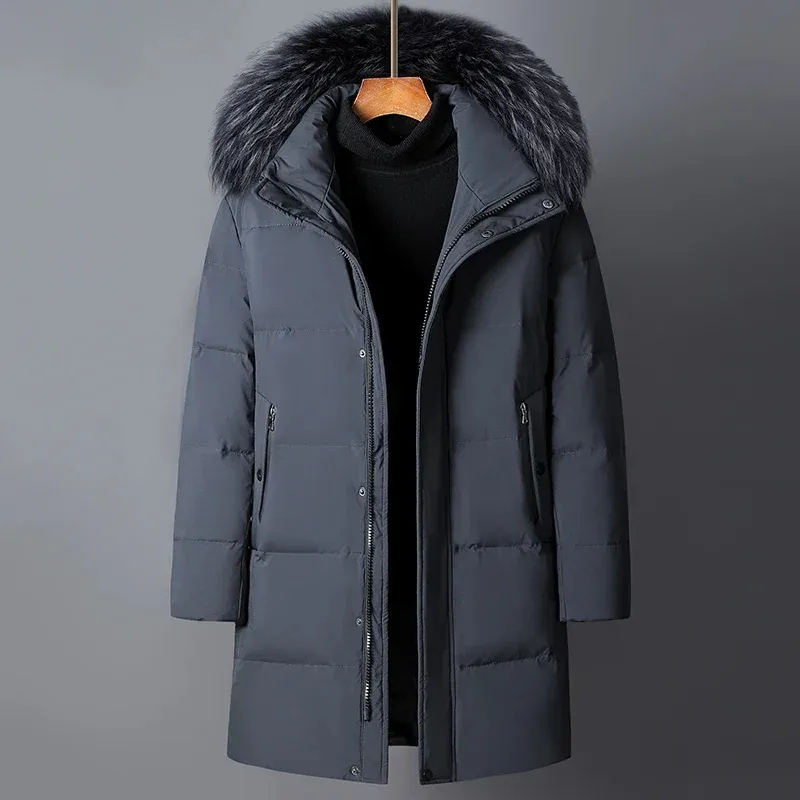 Veste d'hiver parka pour homme avec capuche en fourrure et fermetures 