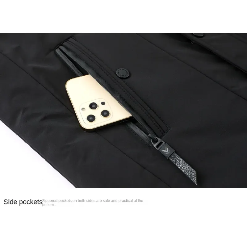 Veste d'hiver parka pour homme avec capuche amovible et fermetures éclair