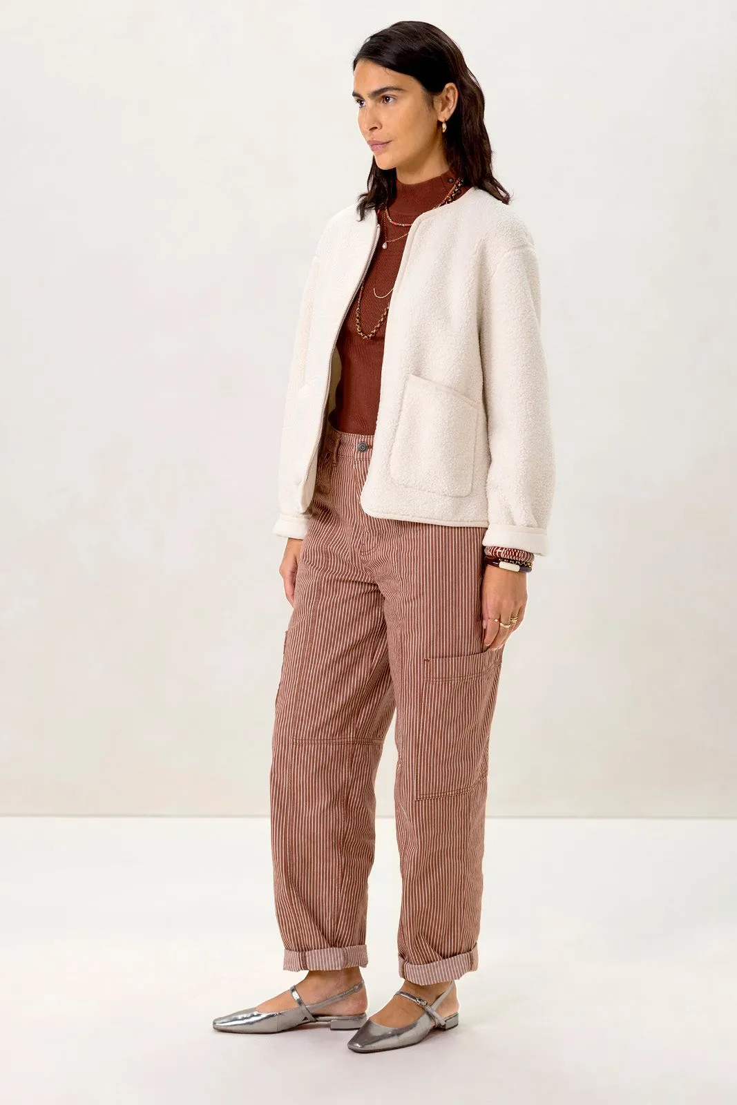 Veste en peluche - blanc cassé