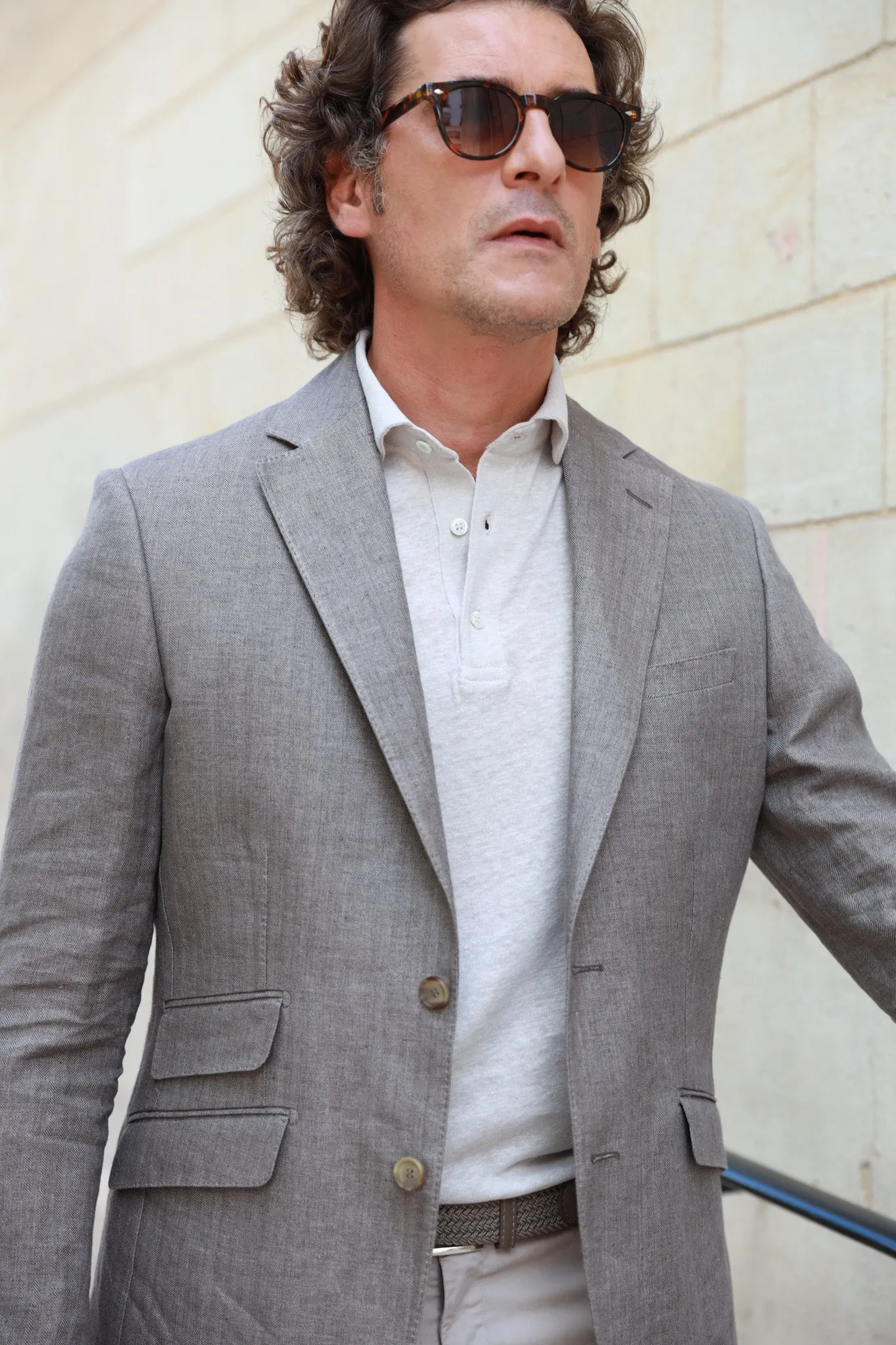 Veste Goal en lin Angelico - Chevron Taupe