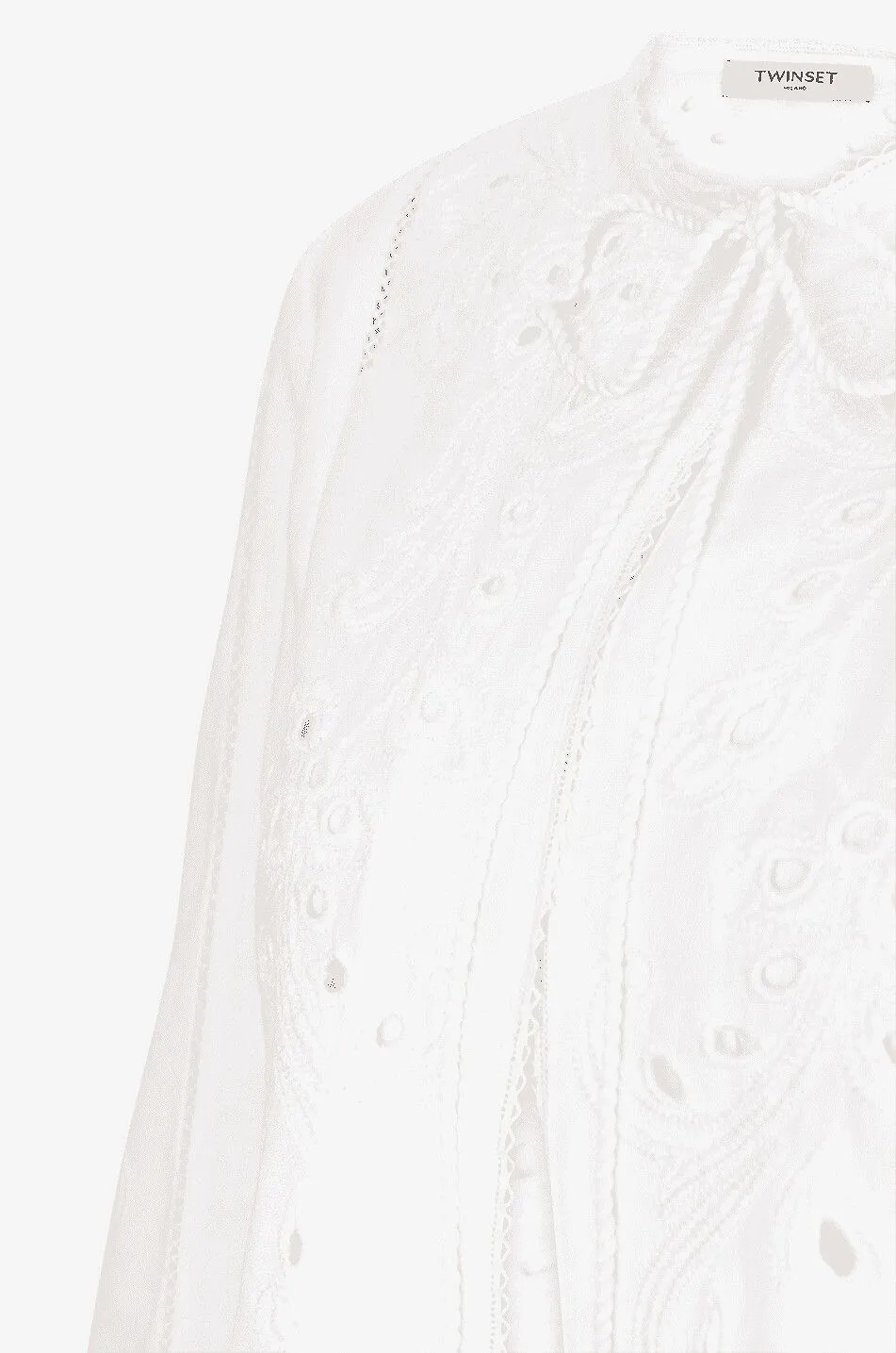 Veste légère en coton et lin à broderies anglaises