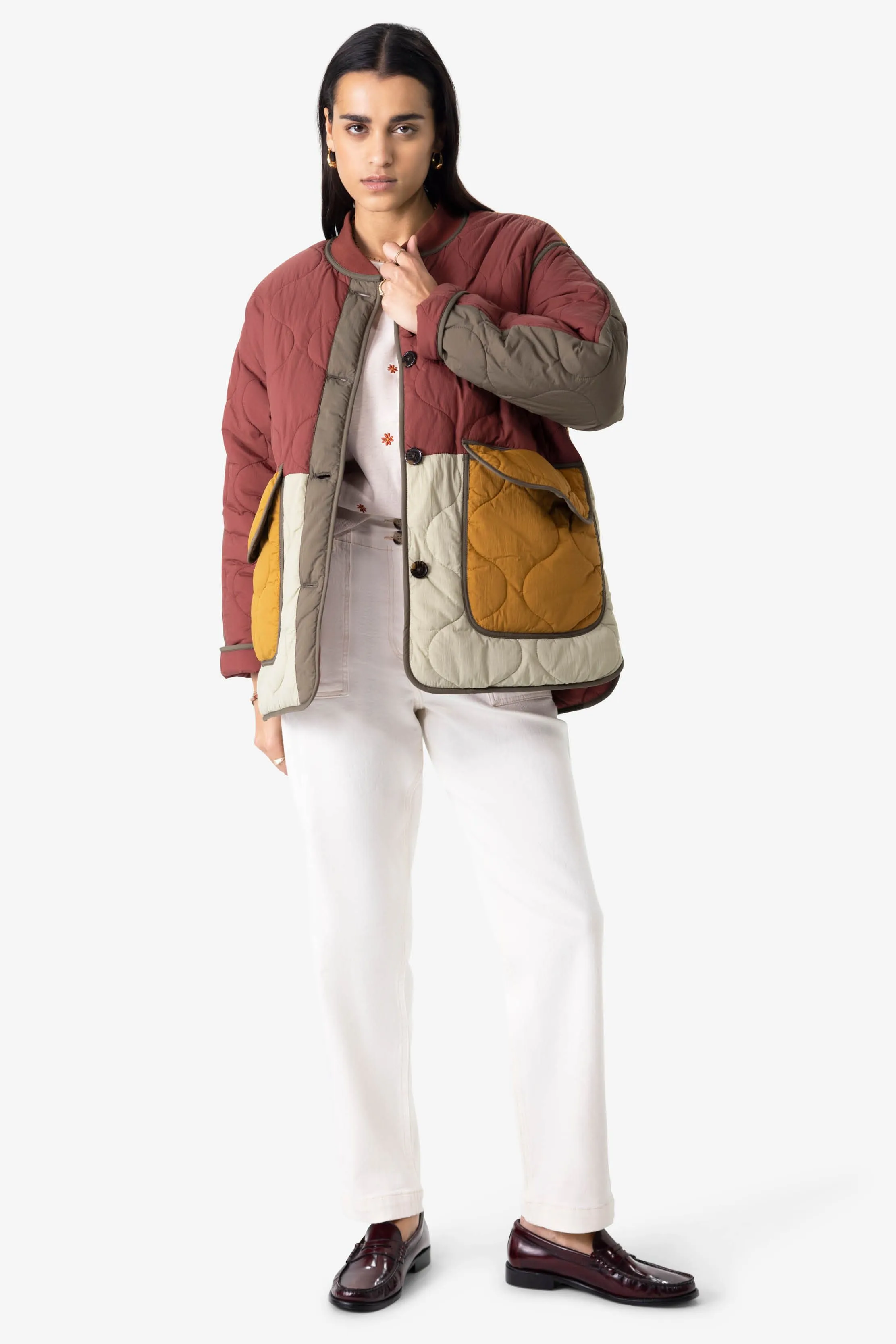 Veste matelassée color block - multicolore
