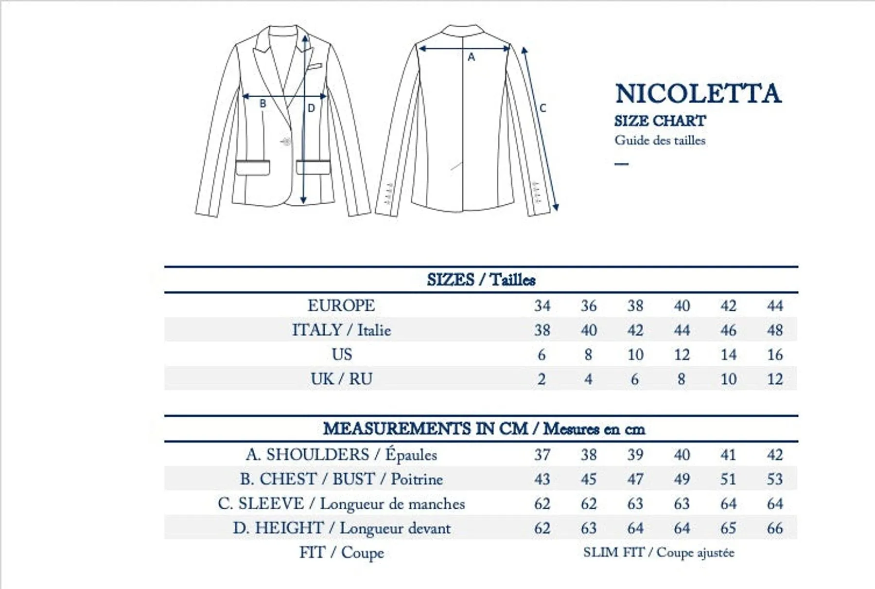 Veste Nicoletta bleu nuit