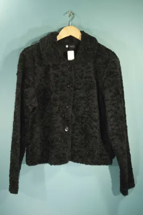 Veste noire fausse fourrure vintage