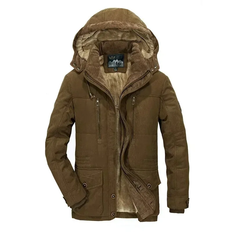 Veste parka chaude pour hommes avec doublure douce et capuche