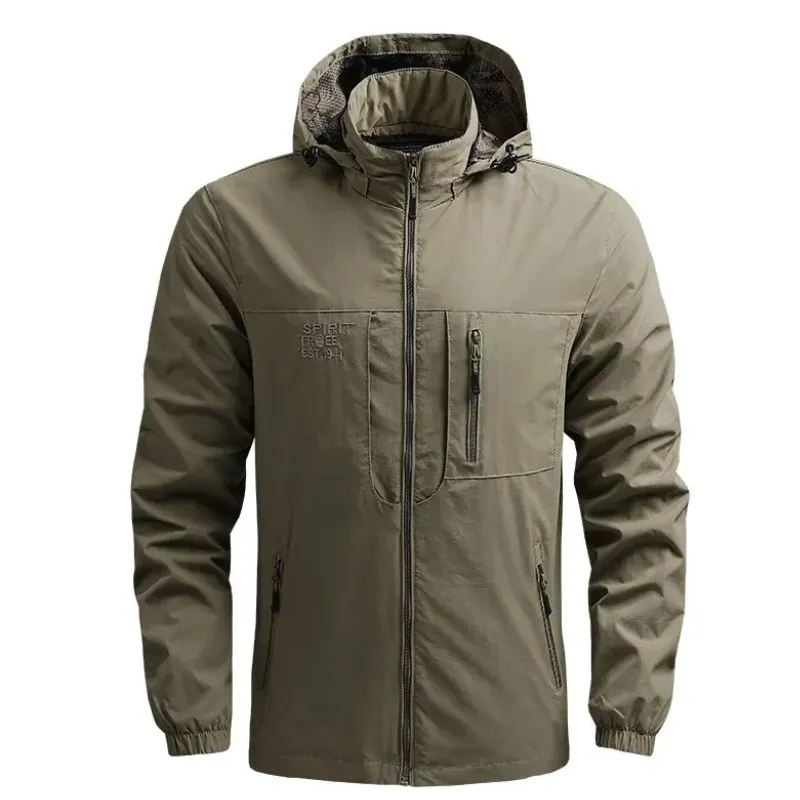 Veste parka légère pour hommes avec fermeture éclair étanche