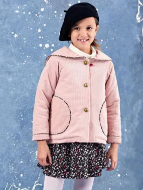 Veste Rétro Velours Rose Pastel Fille  Col Marin  CHARLOTTE - 'LA FAUTE A VOLTAIRE' - Rose clair