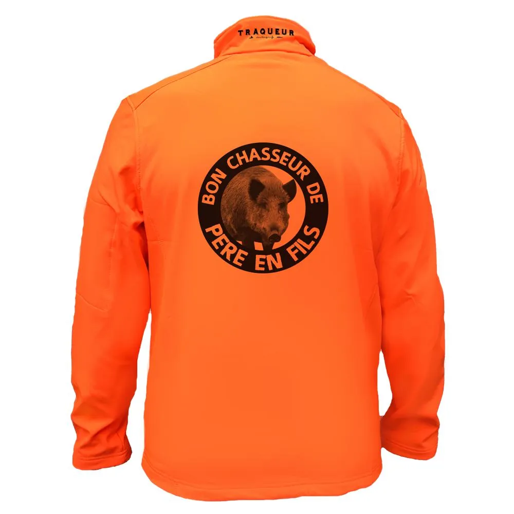 Veste softshell Sanglier Homme ou Femme avec/sans capuche – Bon chasseur de père en fils