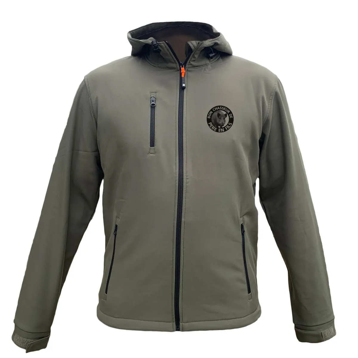 Veste softshell Sanglier Homme ou Femme avec/sans capuche – Bon chasseur de père en fils