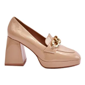 Vinceza Escarpins Sur Talons Chunky Beige Nataly