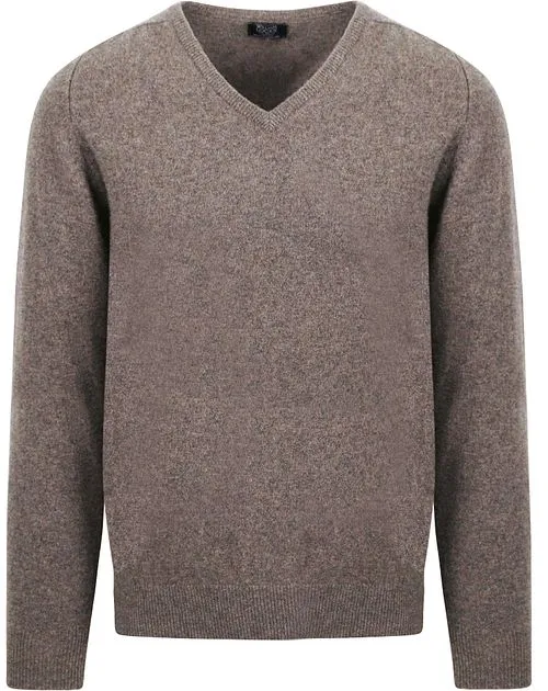 William Lockie Pull Laine d'Agneau Vole Marron Gris 7092DF-2