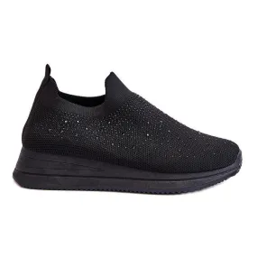 WR1 Baskets à enfiler pour femmes avec strass Noir Gianni le noir
