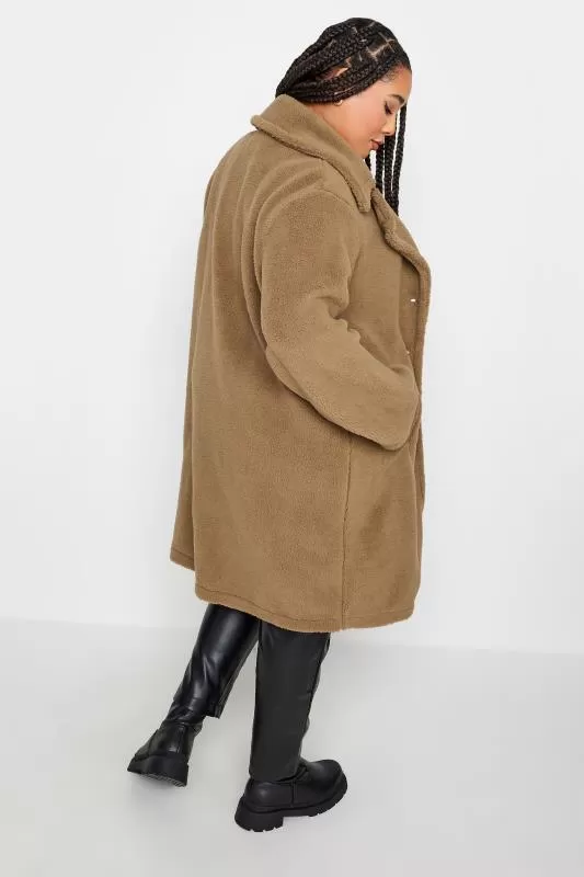 YOURS - Manteau Beige Midi Fausse Fourrure