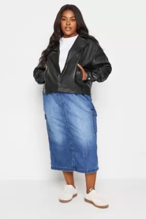 YOURS - Veste Biker Courte Noire Effet Cuir