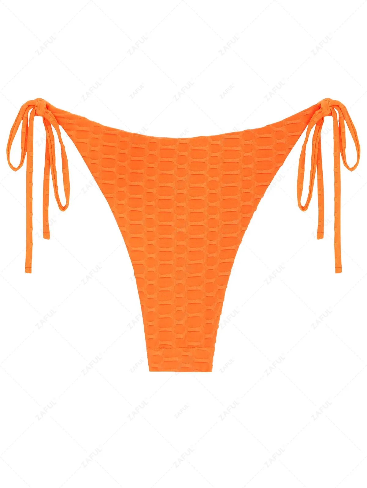ZAFUL Bas De Bikini Texturé Noué à Côté - Orange S