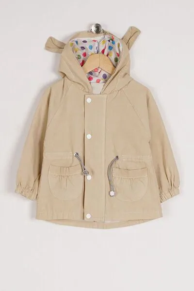 zepkids Girl's Colored Hooded Denim Coat with Waist Lace and Pocket-40761